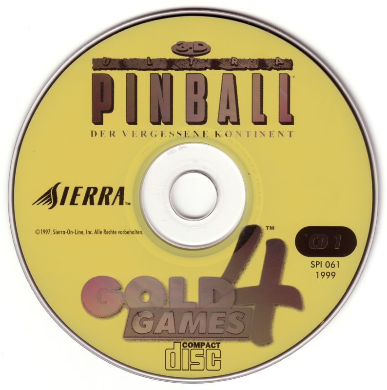 Media for Gold Games 4 (DOS and Windows and Windows 3.x): 3D Ultra Pinball: The Lost Continent