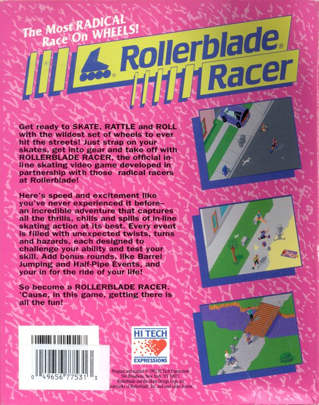 Back Cover for Rollerblade Racer (DOS)