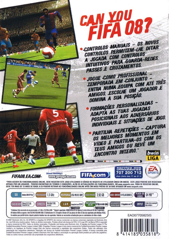 Back Cover for FIFA Soccer 08 (Windows)