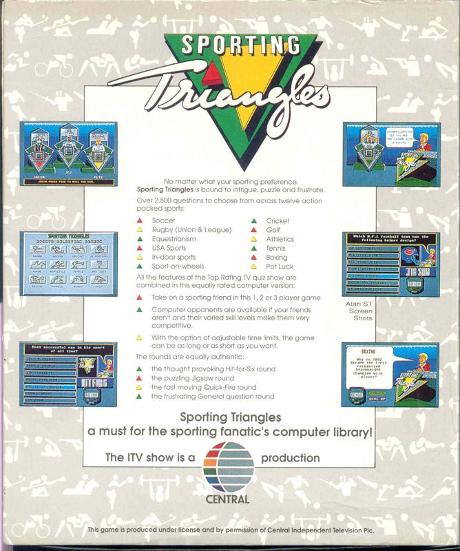 Back Cover for Sporting Triangles (Amiga)