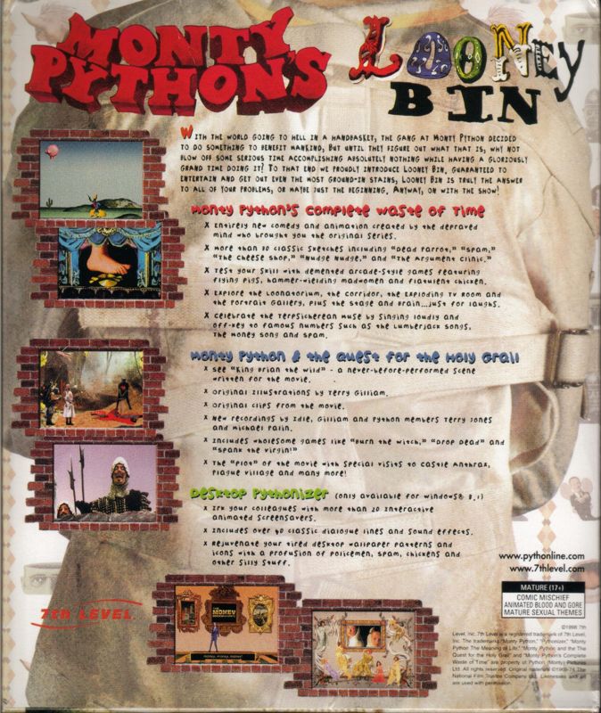 Back Cover for Monty Python's Looney Bin (Windows and Windows 3.x)