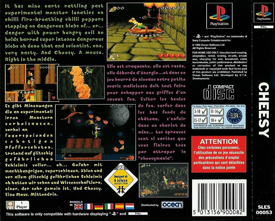 Back Cover for Cheesy (PlayStation)