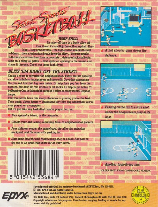 Back Cover for Street Sports Basketball (ZX Spectrum)