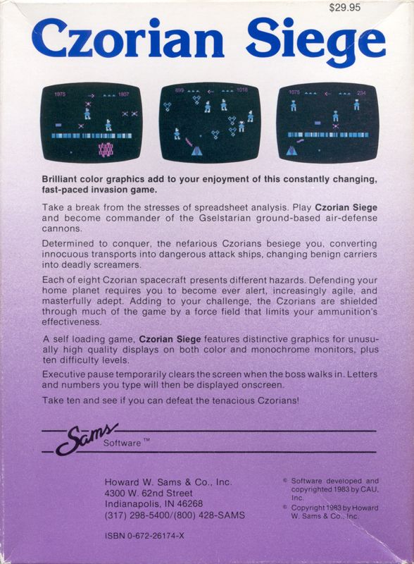 Back Cover for Czorian Siege (PC Booter)