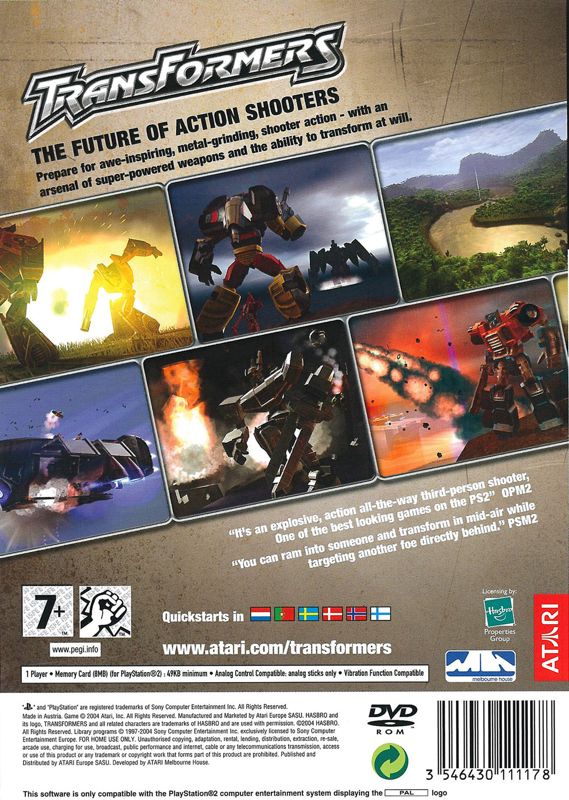 Back Cover for TransFormers (PlayStation 2)