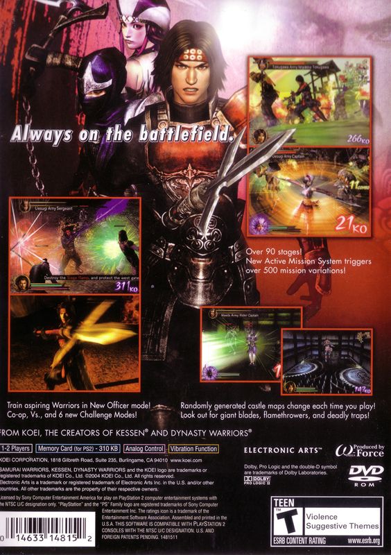 Back Cover for Samurai Warriors (PlayStation 2)