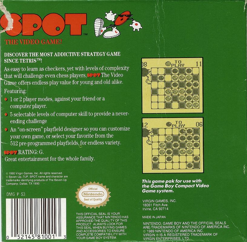 Back Cover for Spot (Game Boy)