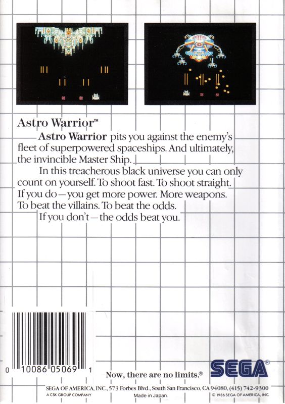 Back Cover for Astro Warrior (SEGA Master System)