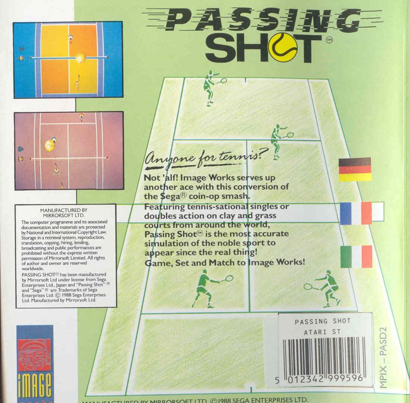 Back Cover for Passing Shot (Atari ST)