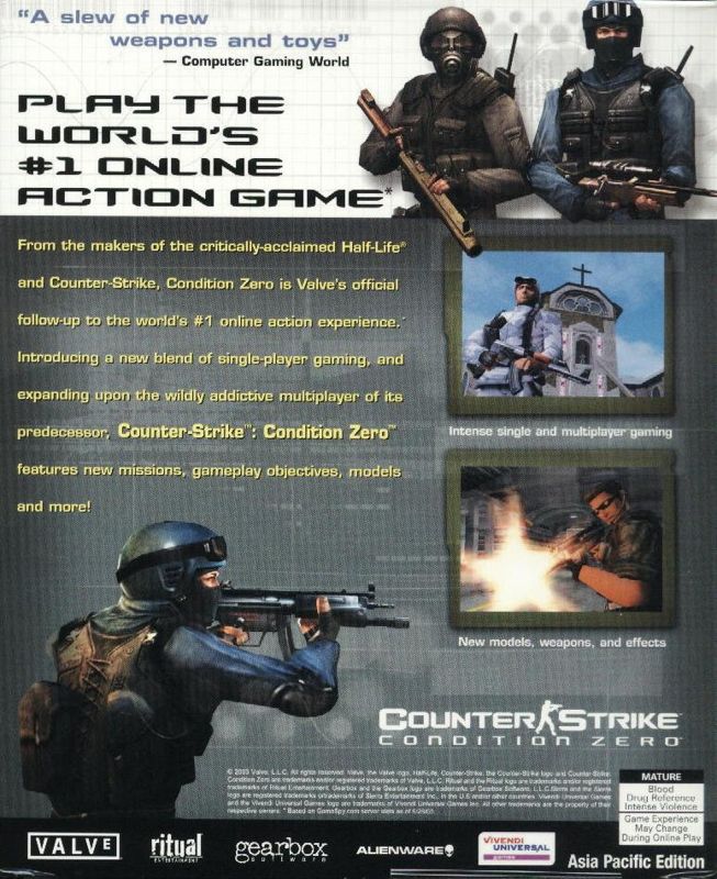 Back Cover for Counter-Strike: Condition Zero (Windows) (Asia Pacific release)