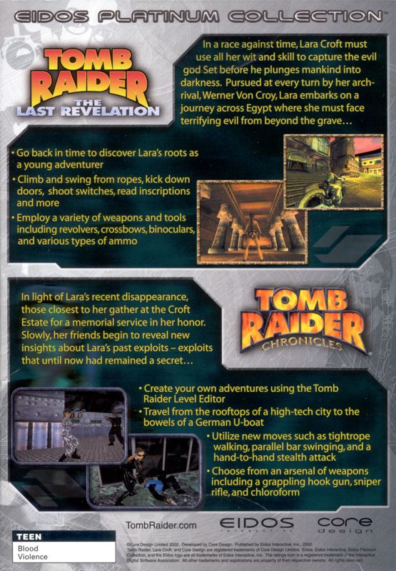 Back Cover for Tomb Raider 2 for 1 Value Pack (Windows)
