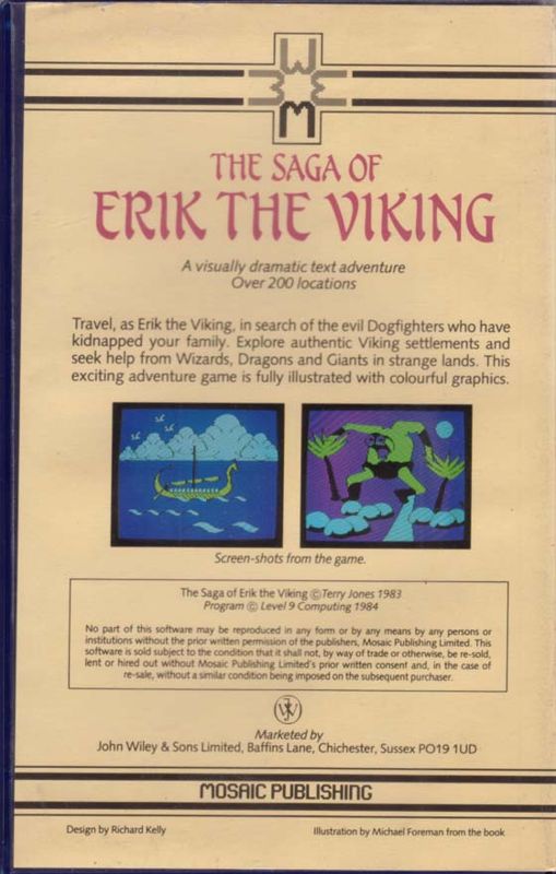 Back Cover for The Saga of Erik the Viking (ZX Spectrum)