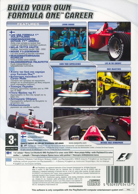 Back Cover for F1 Career Challenge (PlayStation 2)