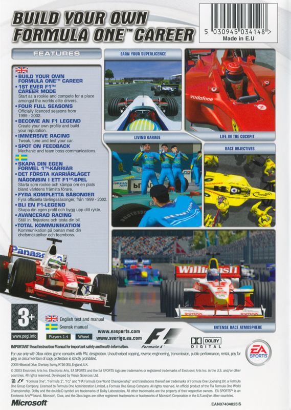 Back Cover for F1 Career Challenge (Xbox)
