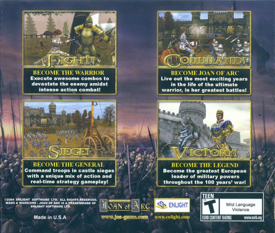 Other for Wars and Warriors: Joan of Arc (Windows): Jewel Case - Back