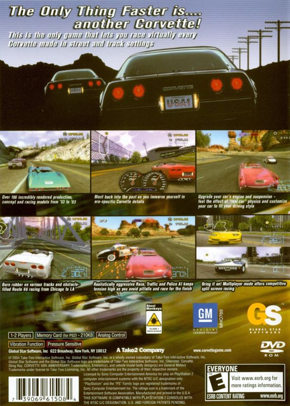 Back Cover for Corvette (PlayStation 2)