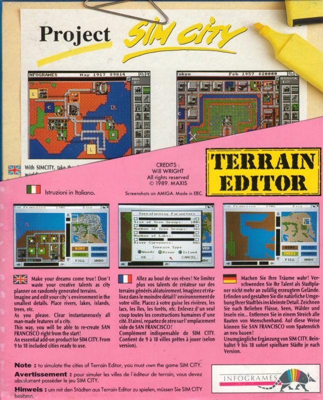 Back Cover for Sim City: Terrain Editor (Amiga)