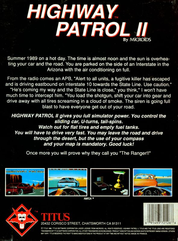 Back Cover for Highway Patrol II (DOS)