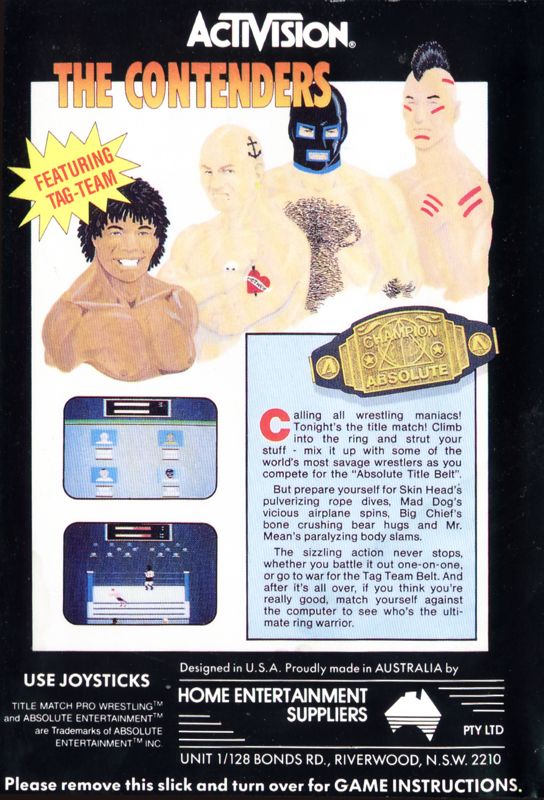 Back Cover for Title Match Pro Wrestling (Atari 2600)