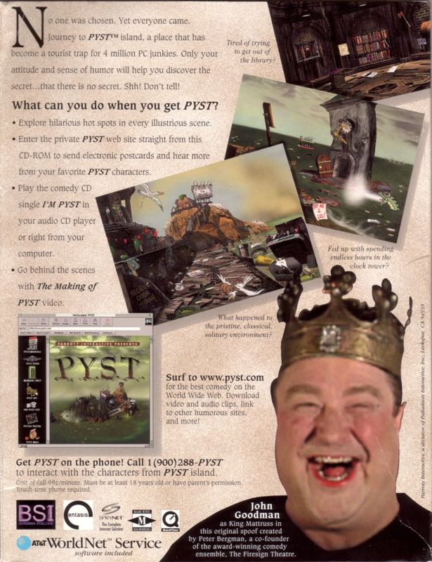 Back Cover for Pyst (Macintosh and Windows and Windows 3.x)