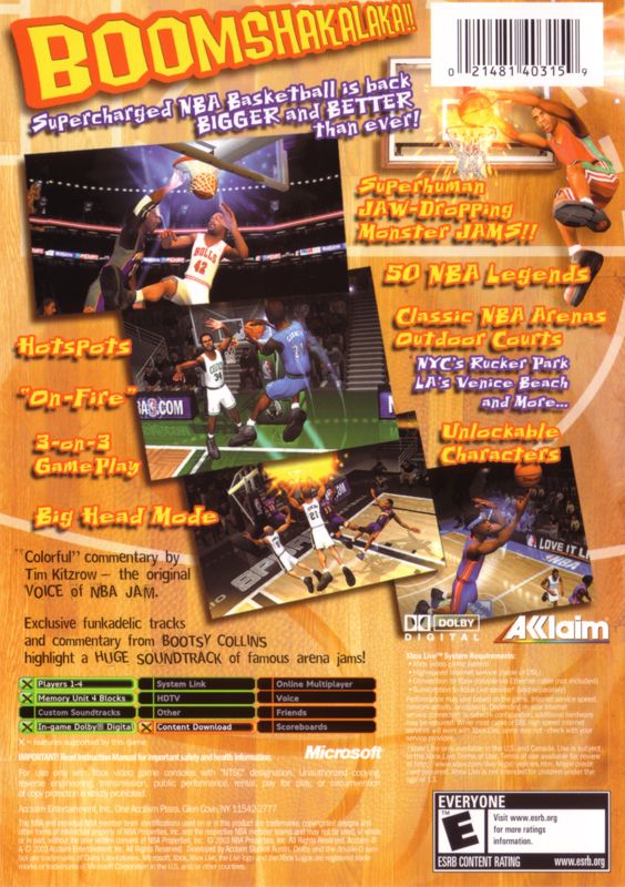 Back Cover for NBA Jam (Xbox)