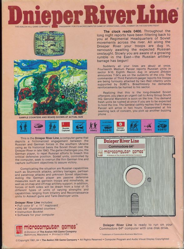 Back Cover for Dnieper River Line (Commodore 64)