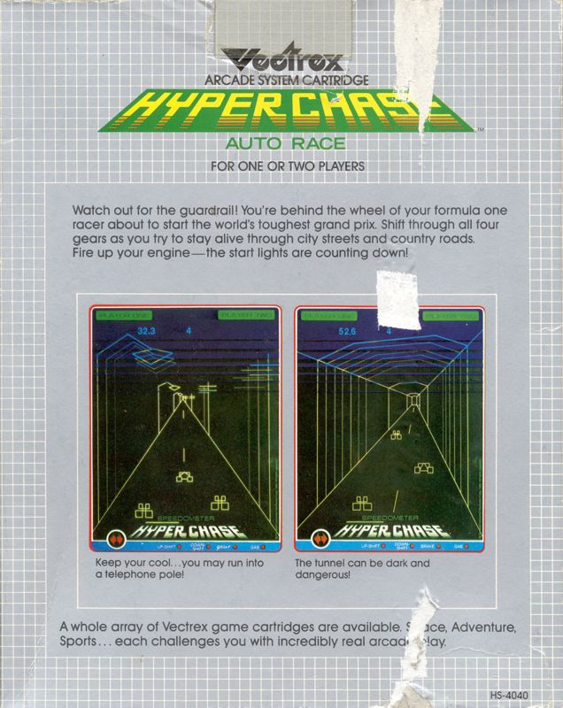 Back Cover for Hyperchase (Vectrex)