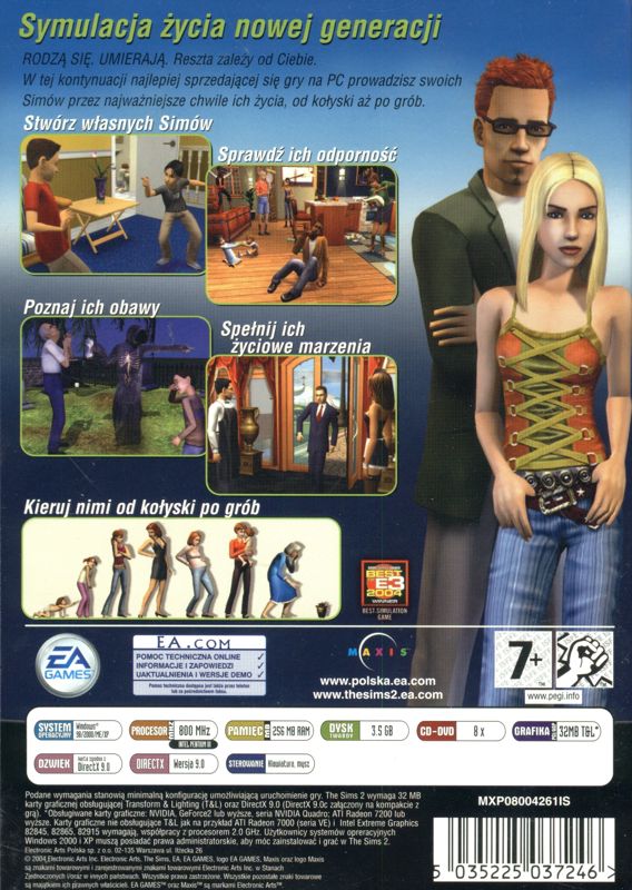 Back Cover for The Sims 2 (Windows)