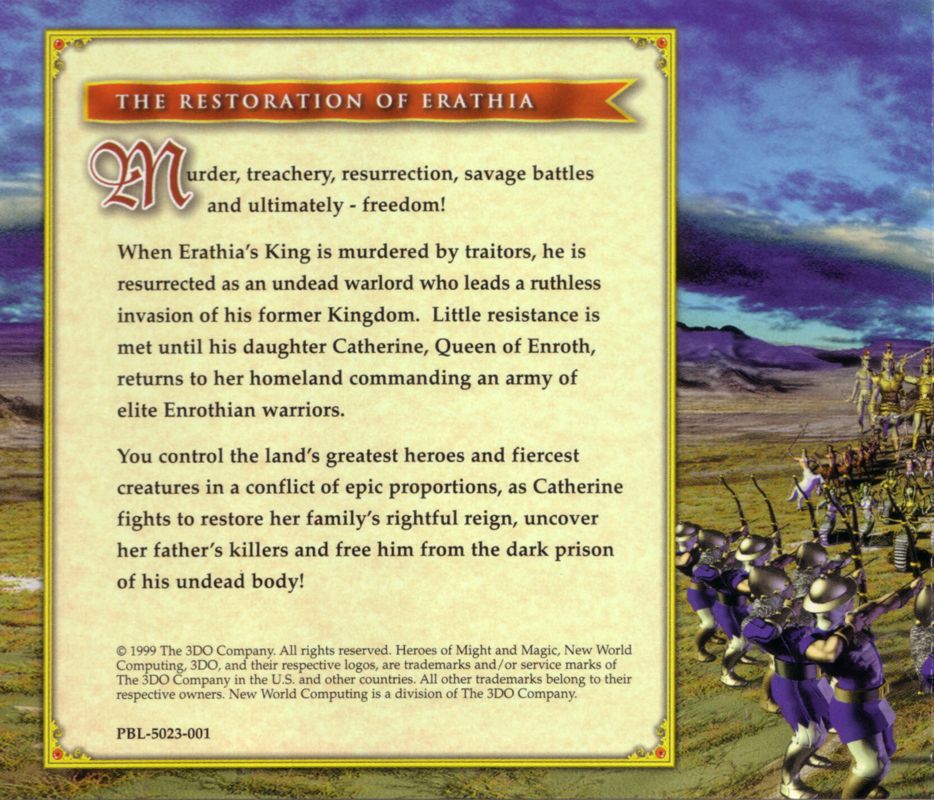 Other for Heroes of Might and Magic III: The Restoration of Erathia (Windows): Jewel Case - Back