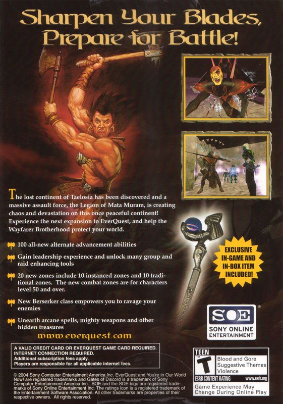 Back Cover for EverQuest: Gates of Discord (Windows)