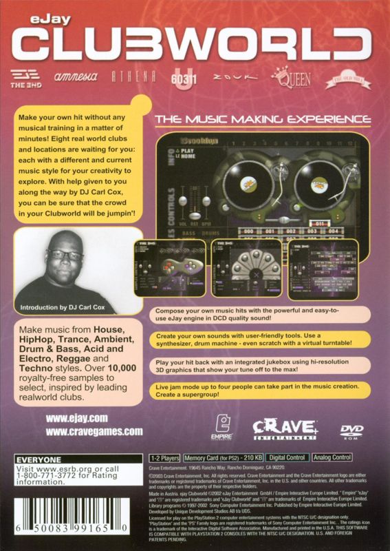 Back Cover for eJay ClubWorld (PlayStation 2)