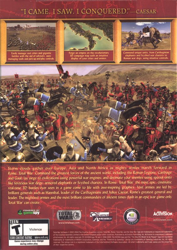 Back Cover for Rome: Total War (Windows)