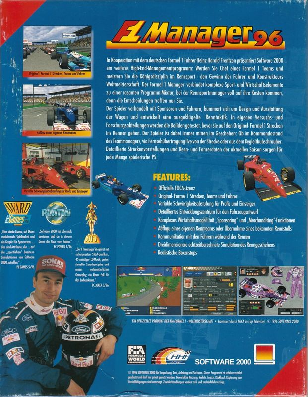 Back Cover for F1 Manager (DOS)
