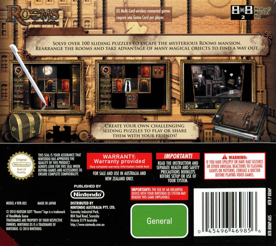 Back Cover for Rooms: The Main Building (Nintendo DS)