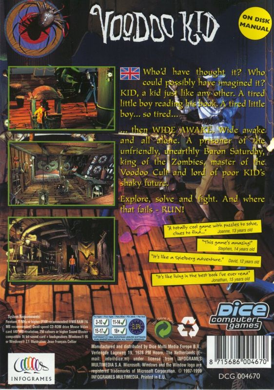 Back Cover for VooDoo Kid (Windows and Windows 3.x) (DICE release)