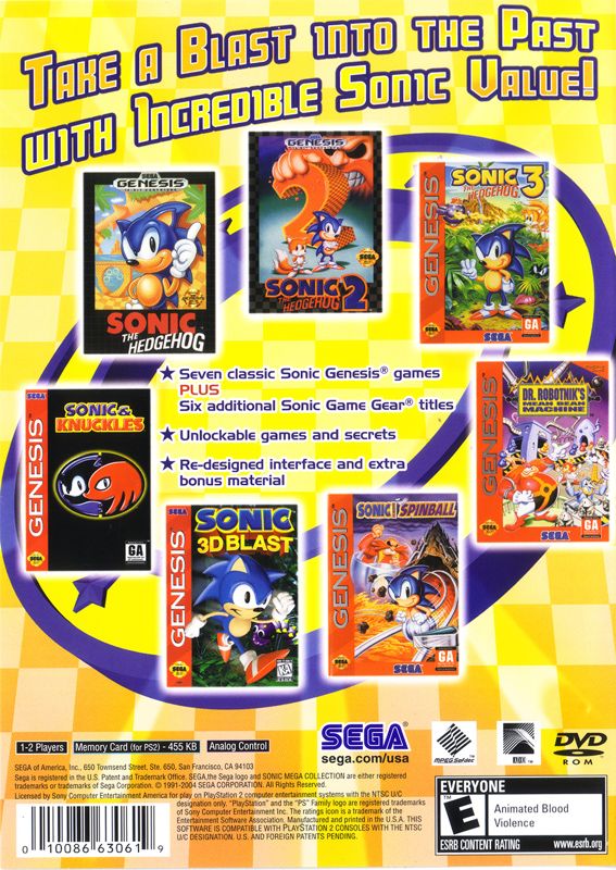 Back Cover for Sonic Mega Collection Plus (PlayStation 2)
