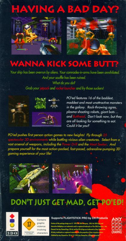 Back Cover for PO'ed (3DO)