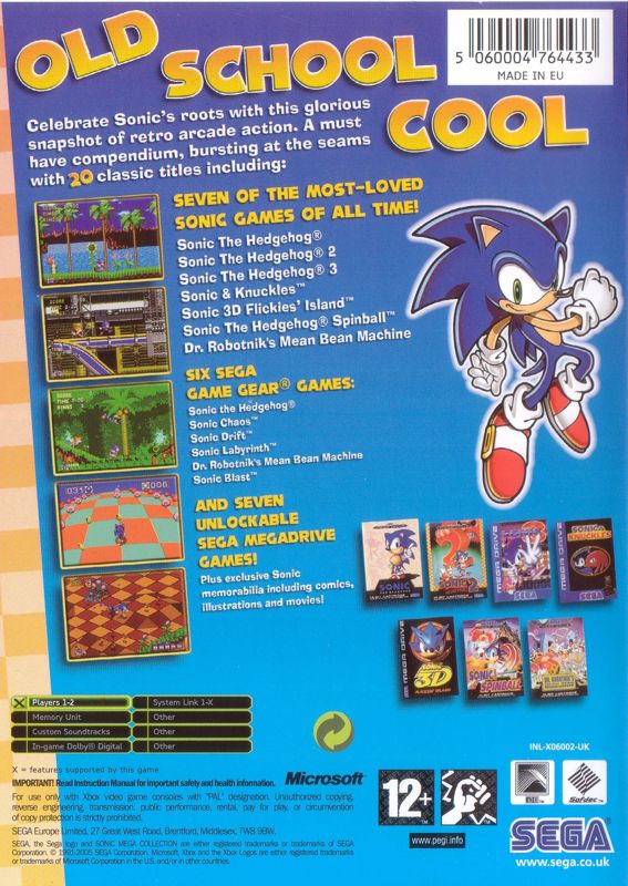 Back Cover for Sonic Mega Collection Plus (Xbox)