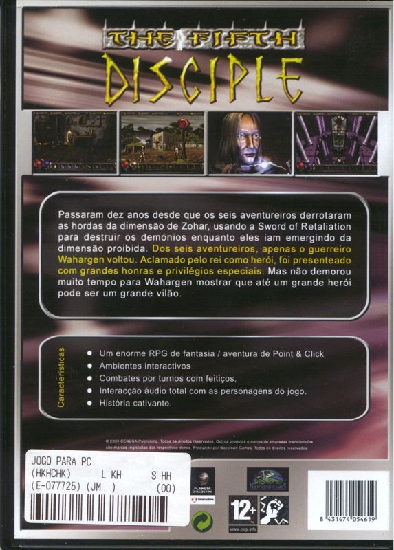 Back Cover for The Fifth Disciple (Windows)