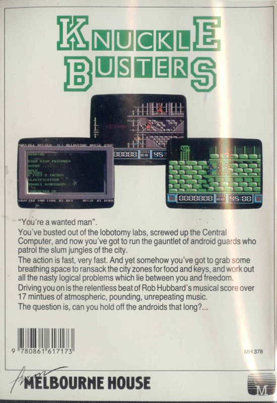Back Cover for Knuckle Busters (Commodore 64) (Disk release)
