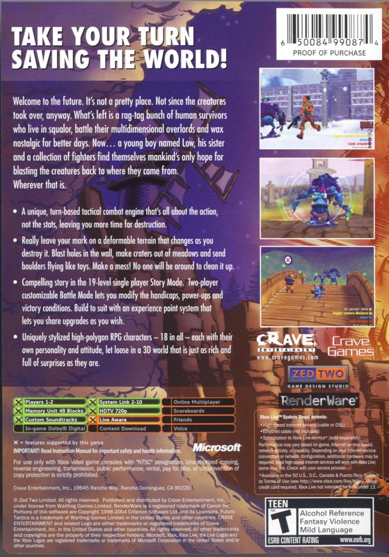 Back Cover for Future Tactics: The Uprising (Xbox)
