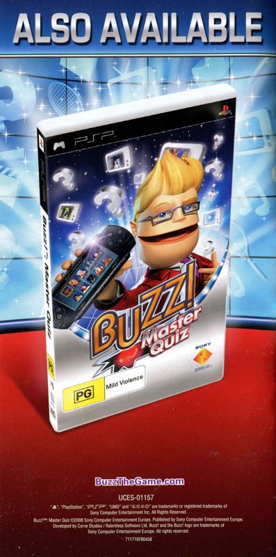 Manual for Buzz! Brain Bender (PSP): Back