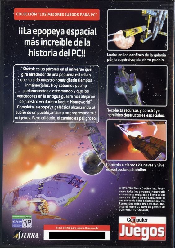 Back Cover for Homeworld (Windows) (N 32 of the Computer Hoy Juegos collection ("Los mejores juegos para PC"))