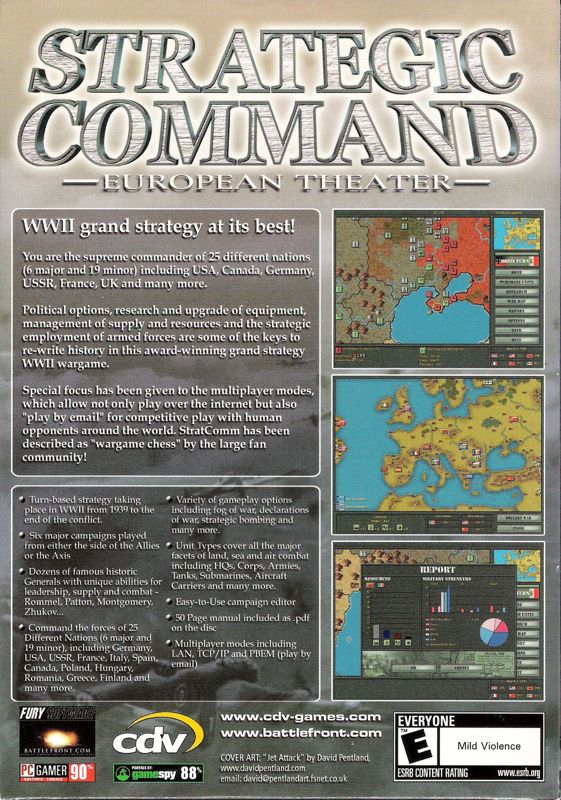 Back Cover for Strategic Command: European Theater (Windows) (CDV release)