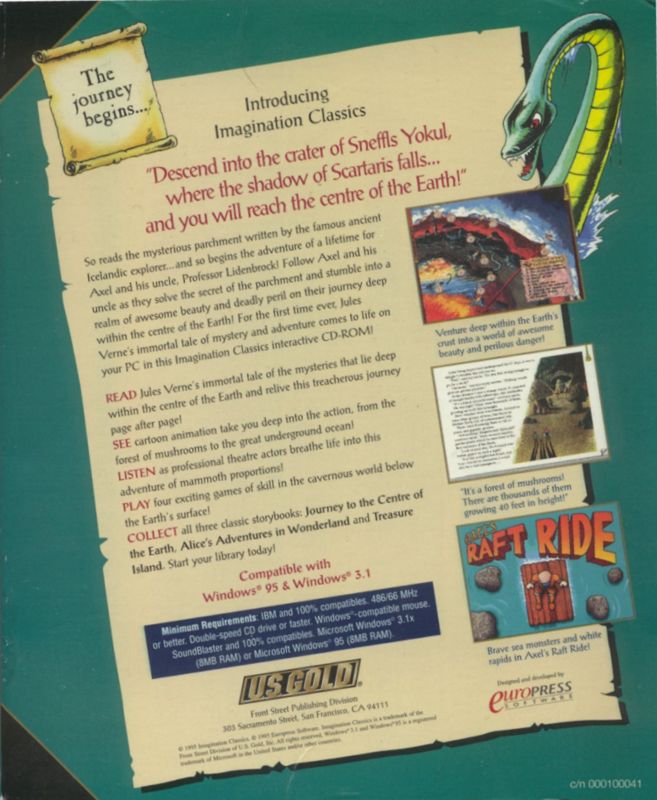 Back Cover for Journey to the Centre of the Earth (Windows and Windows 3.x)