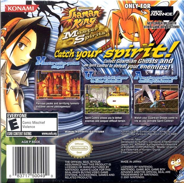 Back Cover for Shaman King: Master of Spirits (Game Boy Advance)