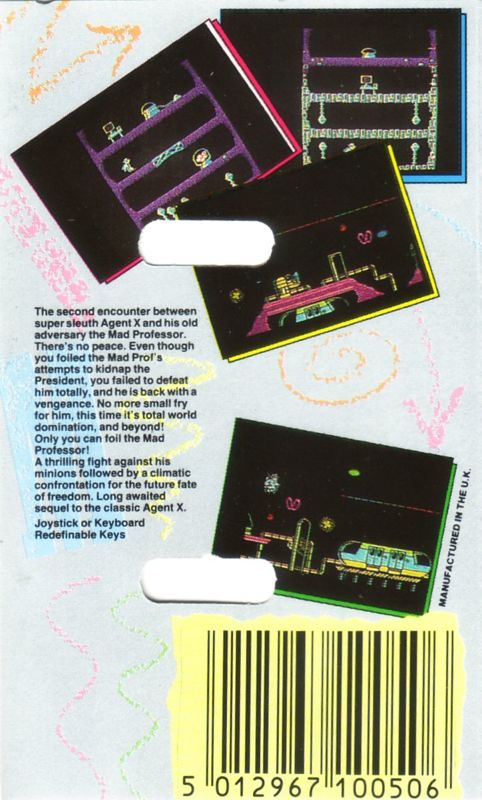 Back Cover for Agent X II: The Mad Prof's Back! (Commodore 64)