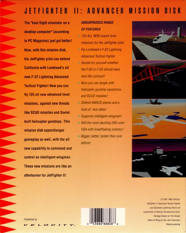 Back Cover for JetFighter II: Operation Lightning Storm (DOS)