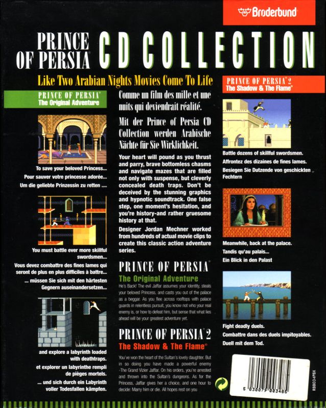 Back Cover for Prince of Persia CD Collection (DOS and Macintosh)
