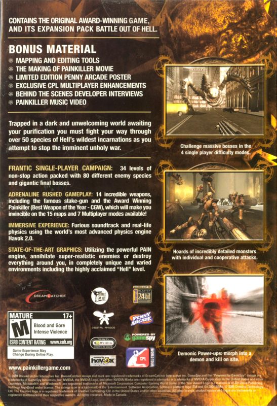 Back Cover for Painkiller: Gold Edition (Windows)